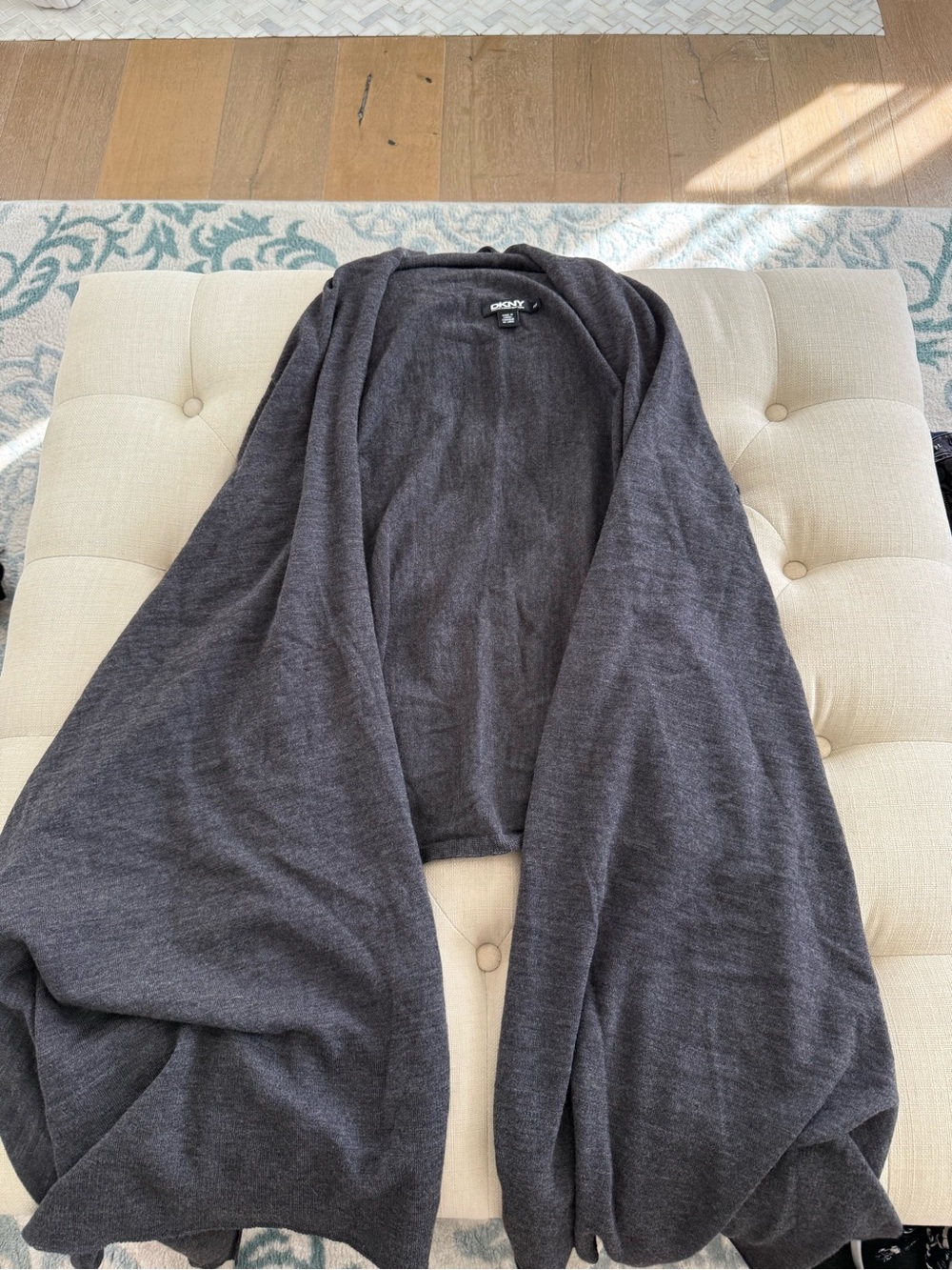 DKNY Charcoal Gray Open-Front Women's Sweater
